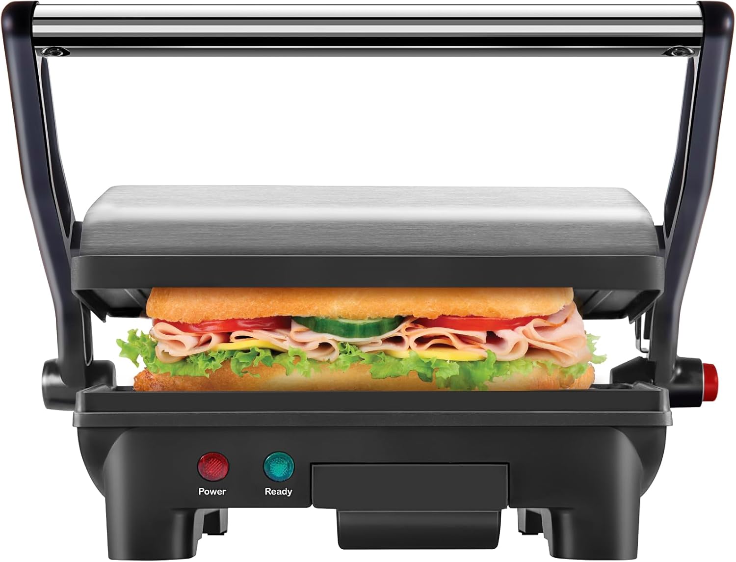 Chefman Electric Panini Press Grill and Gourmet Sandwich Maker, 1200W, Black/Stainless Steel